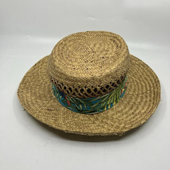 Panama Jack Floral Parrot  Band Straw Hat Safari Sun Summer Small - Picture 5 of 10